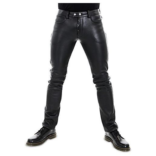 Bockle® new 5 bob pants buttons pantaloni di pelle pantaloni da uomo in pelle uomo jeans, size: 34w / 36l