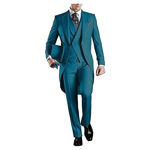 Leader of the Beauty uomini tailcoat abiti slim fit 3 pezzo v-collo un pulsante abiti sposo smoking foglia di t 54