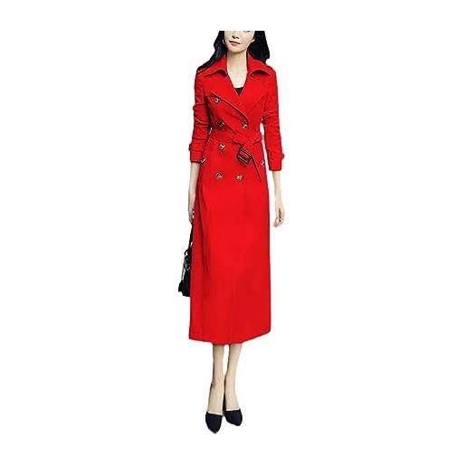 Generic donna lungo fit doppio petto trench cappotti casual trench giacche streetwear donna, rosso, m