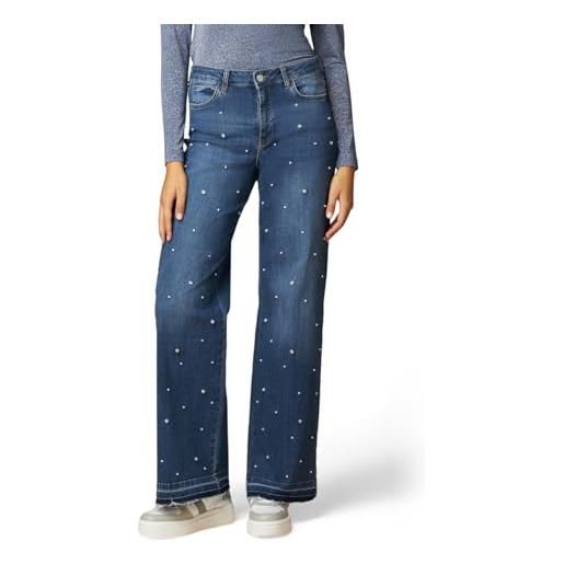Oltre: jeans wide leg eco-friendly con perle blu. 52 stagione autunno inverno 2023
