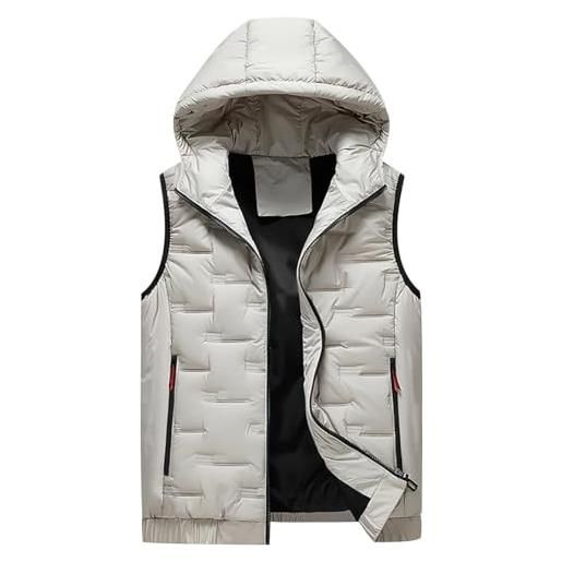 Peuignao gilet trapuntato uomo giubbotto smanicato uomo invernale giubbino smanicato uomo gilet imbottito cappuccio uomo casual taglie forti giacca senza maniche giacchetto cappotto smanicato uomo cachi 7xl