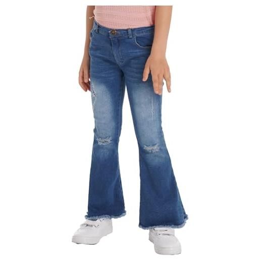 Nyeemya ragazza pantaloni lunghi in denim jeans da dance street pants pantaloni larghi pantaloni svasati pantaloni zampa di elefante hip hop 5-13 anni blu 15-16 anni