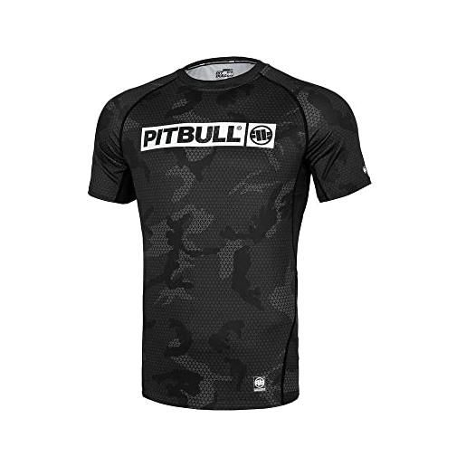 PITBULL rashguard - maglietta sportiva da uomo pit bull west coast training net camo hilltop ii, all black camo, m