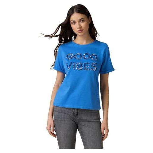 Oltre: t-shirt con ricamo lettering in paillettes blu. Xl stagione primavera estate 2024. 