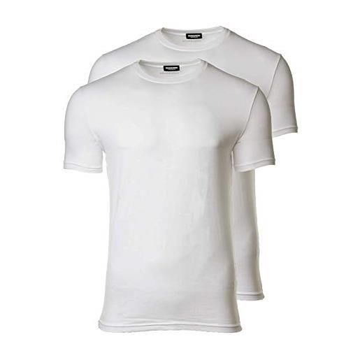 DSQUARED2 t-shirt da uomo 2-pack, scollo rotondo, mezza manica, cotone stretch twin pack: colour: white | size: large