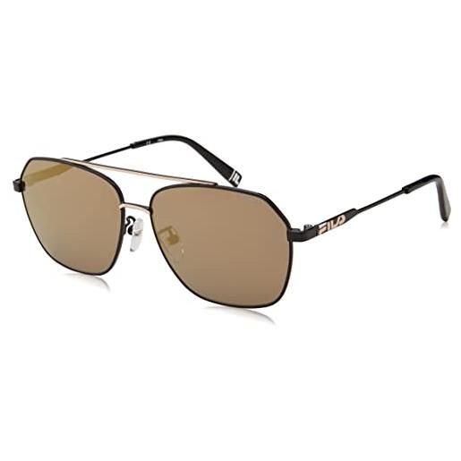 Fila sfi216 sunglasses, shiny black with shiny rose gold parts, 57 unisex
