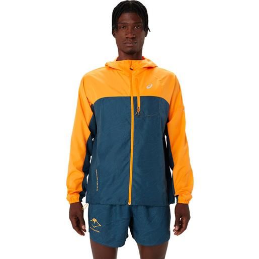 Asics giacca fujitrail packable uomo giallo blu