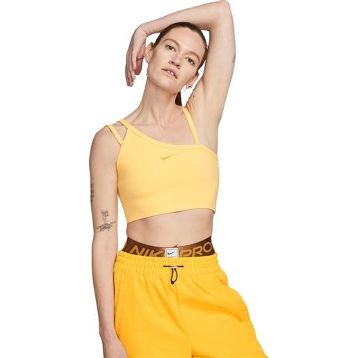 Nike crop top assimmetrico donna giallo