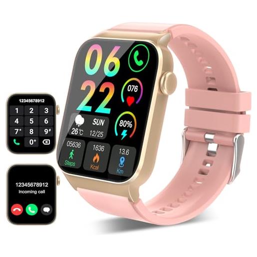 VKROBAG smartwatch uomo donna, 1,85 hd schermo tattile, smart watch con 100+ modalità sportive, impermeabil ip68, per android ios, colore loto