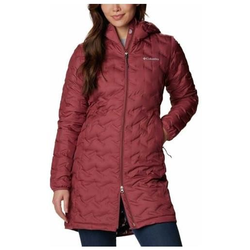 Columbia delta ridge long down jacket giacca, rosso, m donna
