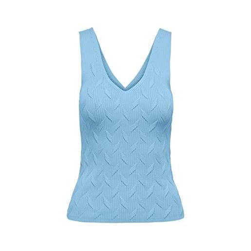 Only women's onlsif sl structure v-neck knt knit top, clear sky, large