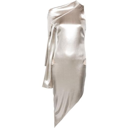 Genny abito midi asimmetrico con cut-out - argento