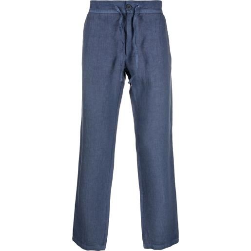 120% Lino pantaloni con coulisse - blu