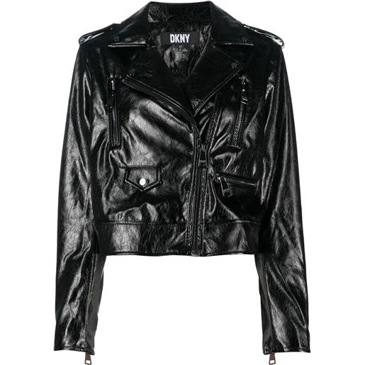 DKNY giacca biker con finitura lucida - nero