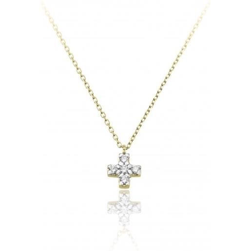 Chimento pendente croce con collana Chimento "love in" in oro bianco con diamanti bianchi