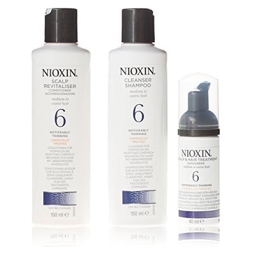 Nioxin - system 6, sistema trifasico per la cura dei capelli, cleanser + scalp revitaliser + scalp treatment, 3 pz. 