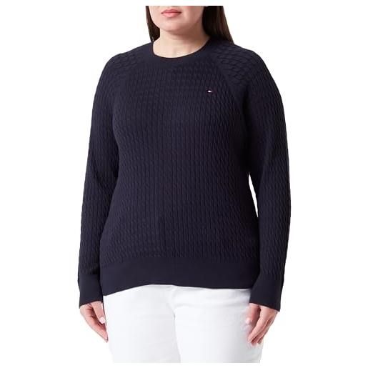 Tommy Hilfiger pullover donna cable sweater pullover in maglia, blu (desert sky), 52