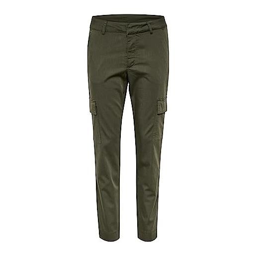KAFFE donna cargo pantaloni slim fit cropped length zipper fastening pockets, forest night, 48