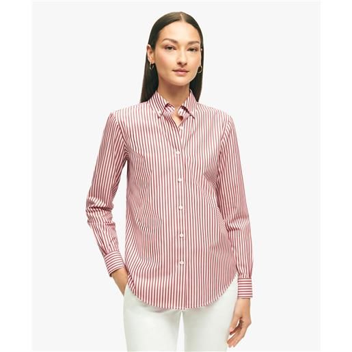 Brooks Brothers camicia rosa classic fit non-iron in cotone supima elasticizzato con collo button-down