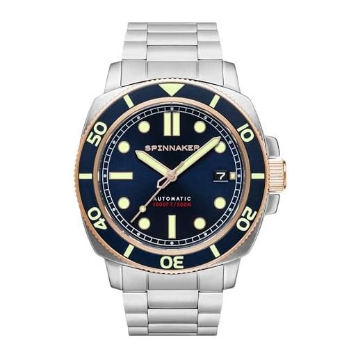 Spinnaker mens 42mm hull diver automatic patriot blue 3 hands watch with stainless steel bracelet sp-5088-55