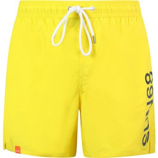 SUN68 short mare giallo con logo blu per uomo