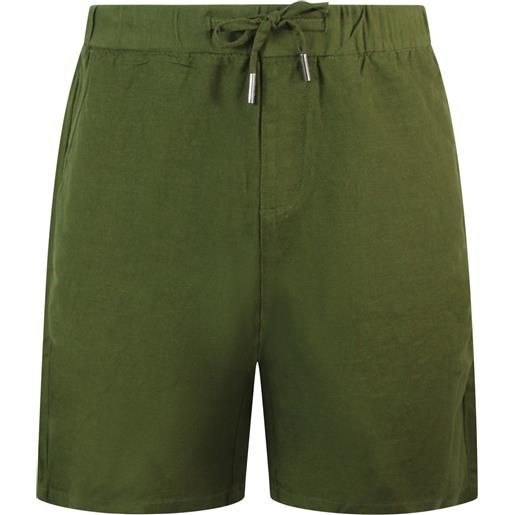 SUN68 shorts verdi in lino per uomo