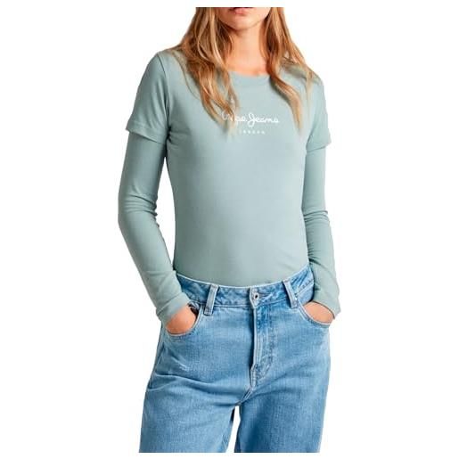 Pepe Jeans new virginia ss n, t-shirt donna, verde (hydro green), l