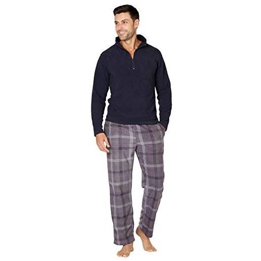 Intimo zip top fleece pajama set pigiami, multi, medium uomo