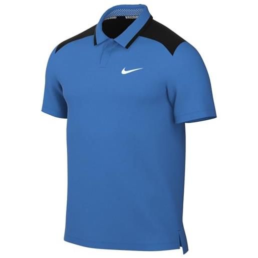 Nike m nkct df advtg polo top, lt photo blue/black/white, m uomo