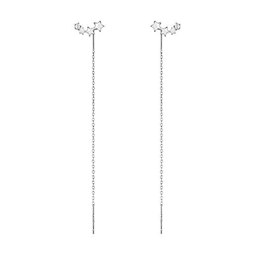 SLUYNZ orecchini pendenti in argento sterling 925 con zirconia cubica per donne e ragazze, con nappa, orecchini a stella, argento sterling, non noto