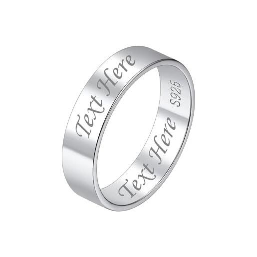 Suplight anello uomo argento 925 5mm anello argento anello personalizzabile con inicisione fedine fidanzamento coppia anello argento taglia 20 regalo per donna uomo