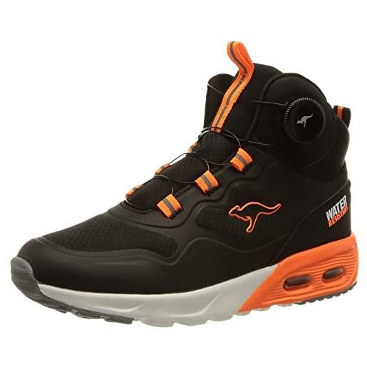 KangaROOS kx-raptor hi xt, scarpe da ginnastica, jet black neon orange, 34 eu