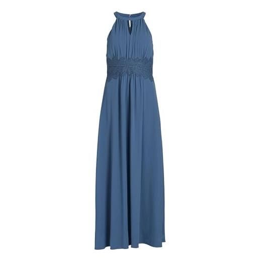 Vila vimilina noos-maxi dress abito da sera, coronet blue/dettagli: elastico, 44 donna