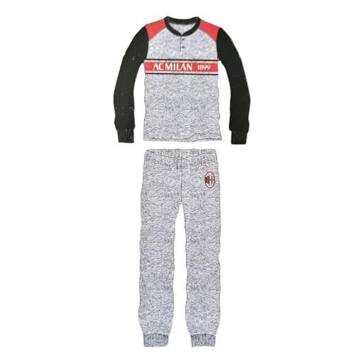 PASSIONECALCIOSHOP pigiama milan ufficiale ragazzo uomo s m l xl xxl rossoneri calcio (grigio) (l)