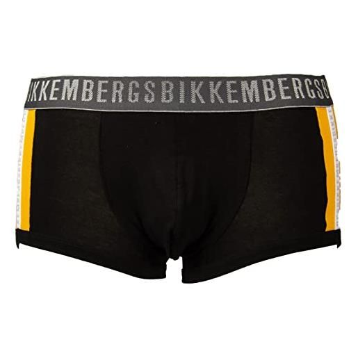 Bikkembergs boxer parigamba uomo elastico a vista underwear articolo vbkt04999 tape shorty, 2000 nero - black, m