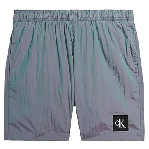 Calvin Klein beachwear uomo grigio shorts mare grigio da uomo con patch logo l