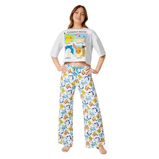 Pokemon pigiama donna - pigiama estivo donna cotone lungo manica corta s-xl - pigiami due pezzi gadget regalo (grigio/multicolore, l)