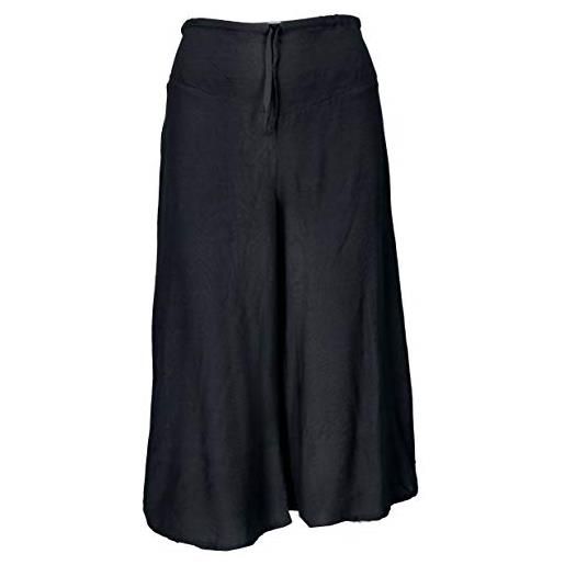 GURU SHOP guru-shop, pantaloni palazzo, gonna a 3/4 divisi, boho flare, pantaloni estivi, neri, sintetico, dimensione indumenti: s/m (36), pantaloni lunghi
