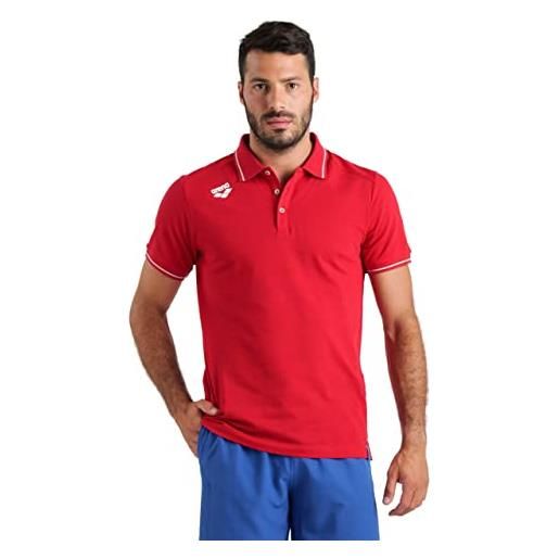 ARENA team polo in cotone solid shirt, rosso, m unisex-adulto