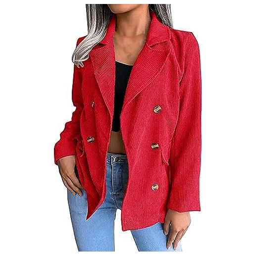 EFOFEI donna giacca lunga calda cardigan giacca transitoria cappotto invernale risvolto lavoro ufficio giacche rosso s