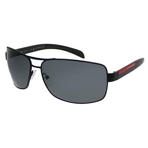 Prada sport 0ps 54is occhiali da sole, nero (black rubber/polargrey), 65 uomo