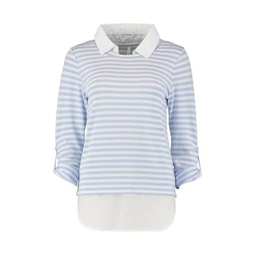 Hailys women's collar pullover casual with striped design stretch shirt hem sweater li44nda, colore: blu, taglia: m