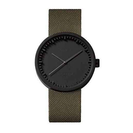 LEFF amsterdam tube watch d38 - acciaio inossidabile - cassa in nera opaco - cinturino in cordura verde - orologio - ø 38mm - lt71014 - movimento al quarzo