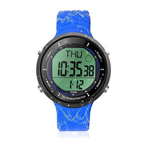 TEKMAGIC 10 atm 100 m impermeabile orologio digitale sportivo per nuoto e immersioni, con le funzioni cronografo, cronometro, timer, conto alla rovescia, calendario, doppio fuso orario, sveglia