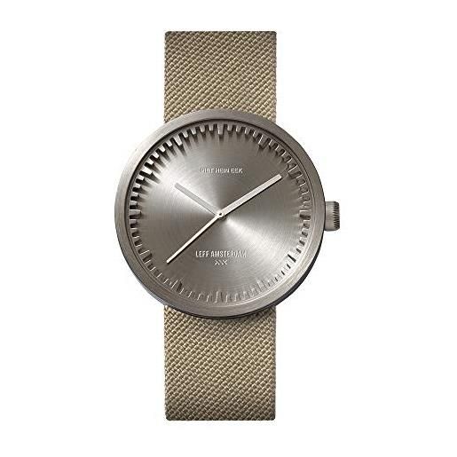 LEFF amsterdam tube watch d38 - acciaio inossidabile - cassa in acciaio - cinturino in cordura sabbia - orologio - ø 38mm - lt71003 - movimento al quarzo