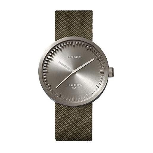 LEFF amsterdam tube watch d38 - acciaio inossidabile - cassa in acciaio - cinturino in cordura verde - orologio - ø 36mm - lt71004 - movimento al quarzo