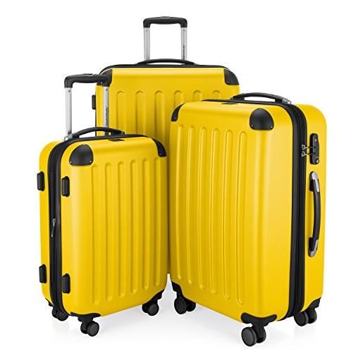 Hauptstadtkoffer - spree - set di 3 valigie, valigie rigide, trolley con 4 doppie ruote, bagaglio da viaggio opaco, set da viaggio, tsa, (s, m e l), giallo