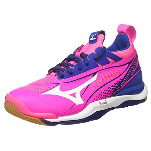 Mizuno wave mirage w, scarpe da ginnastica donna, rosa (pink glo/white/true blue), 49 eu