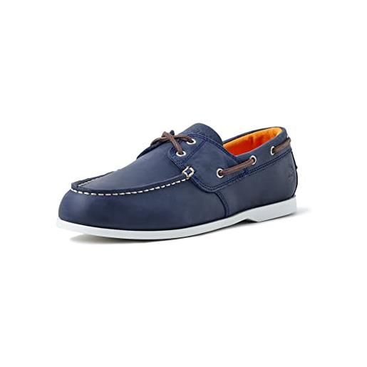 Timberland cedar bay 2 eye boat shoe, uomo, navy full grain, 42 eu