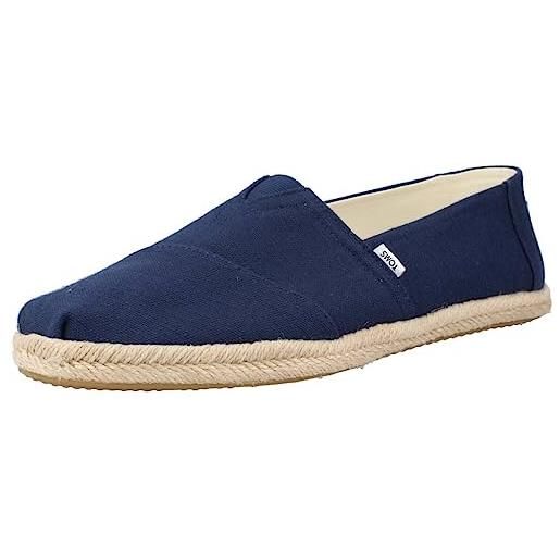 TOMS alpargata rope classic, mocassino basso uomo, stripes blue navy, 43.5 eu